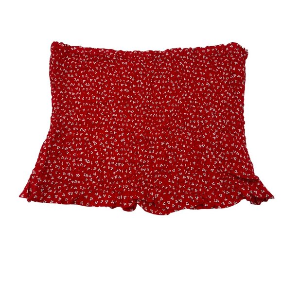 Style Envy Red Floral Smocked Tube Crop Top Womens L Rayon - Picture 1 of 5